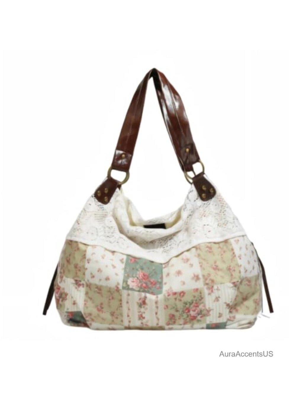 Polka Dot Tote Bag for Women, Lace Whimsical Slouchy Hobo Shoulder Bag